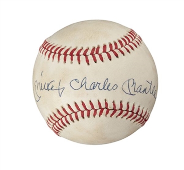 Mickey Charles Mantle Single Signed Baseball 